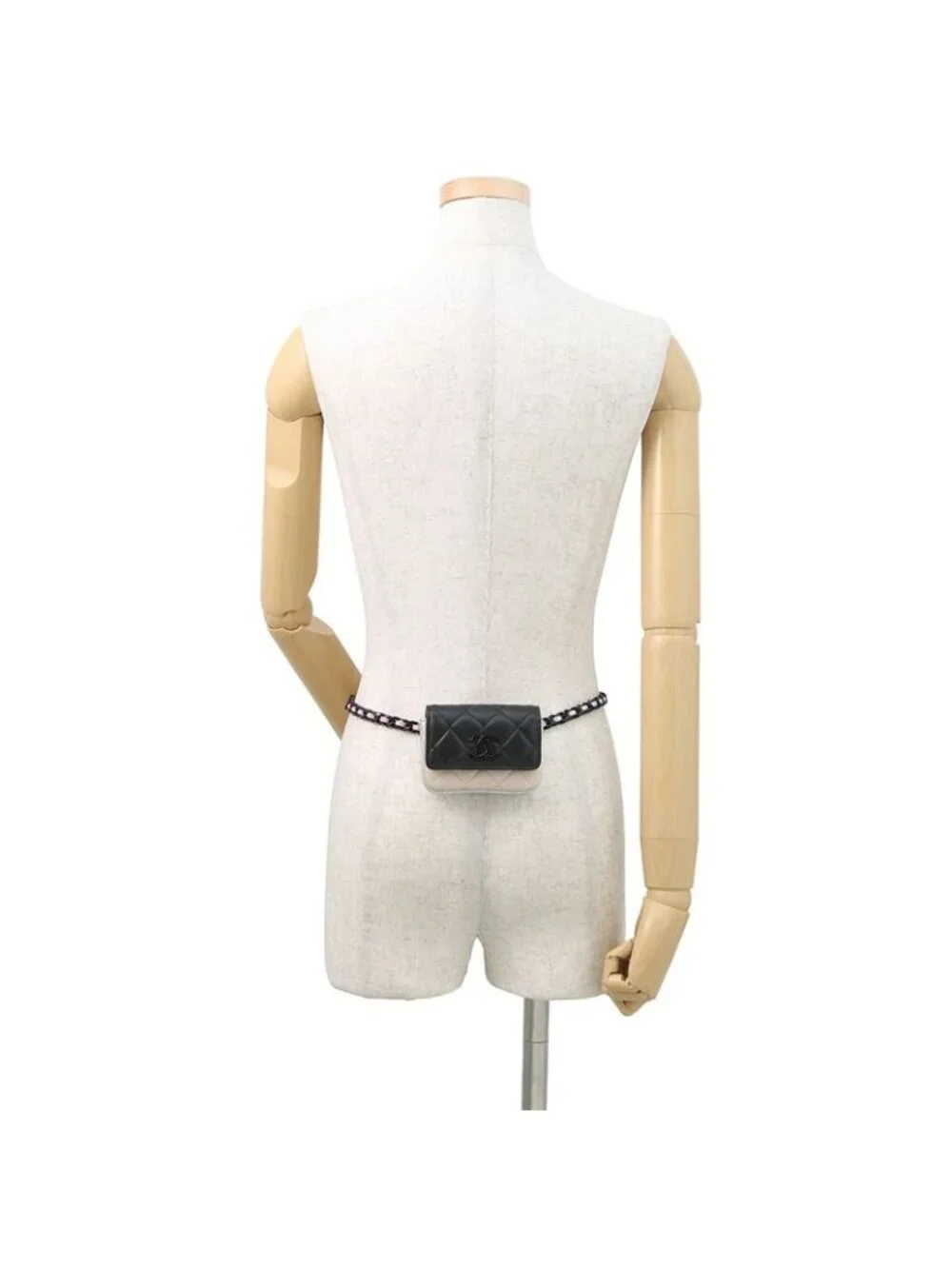 Chanel Belt Bag CC Logo Quilted Mini Chain Lambskin Black Multicolor - Picture 4 of 10